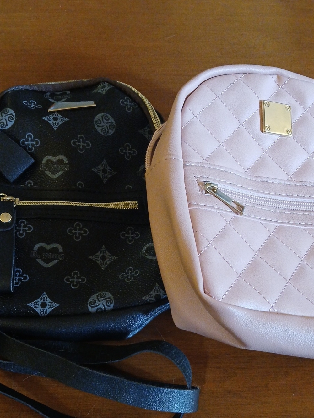 Black And Pink Crossbody Bags with Front Zip Pocket Mini Bags 9" Size